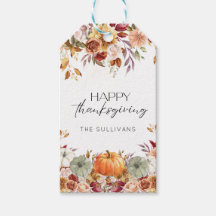 Modern Blommigt Pumpkin Rustic Happy thanksgiving