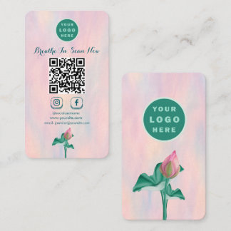 Modern Blommigt QR-kod Anslut med USA-Lodrät Visitkort