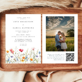 Modern Blommigt QR-kod - inbjudan till fotobröllop
