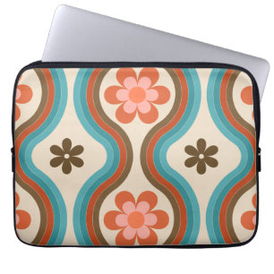 Modern Blommigt Rainbow Retro i färglöst mittårhun Laptop Fodral