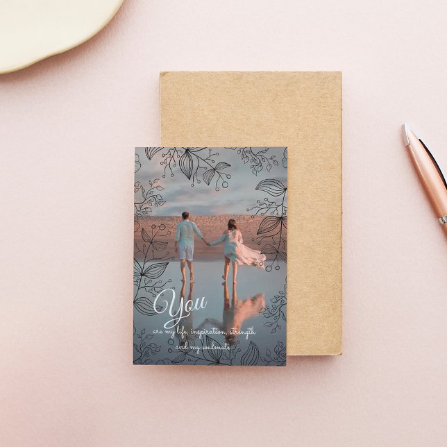 Modern blommigt ram-fotokort för Helgdagar i Tack Kort (Skapare uppladdad)