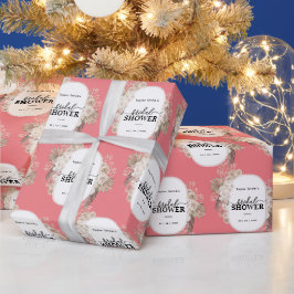 Modern Blommigt Ram Möhippa Rosa - bakgrund Presentpapper