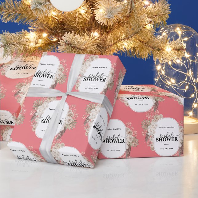 Modern Blommigt Ram Möhippa Rosa - bakgrund Presentpapper (Helgdagar)