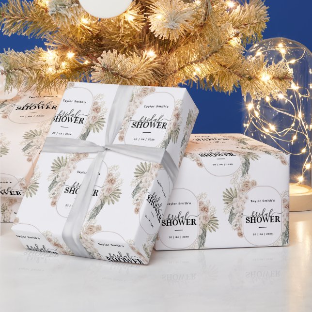 Modern Blommigt Ram Möhippa - vit bakgrund Presentpapper (Helgdagar)