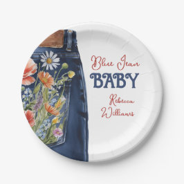 Modern Blommigt Red Blue Denim Blue Jean Baby Show