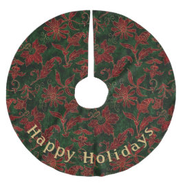 Modern Blommigt Red Grönt Mönster Personal Message Julgransmatta Borstad Polyester