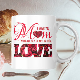Modern Blommigt Red Heart I Kärlek You Mamma Mors Kaffemugg