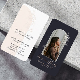 Modern Blommigt Ro Beauty Photo Arch Black Visitkort