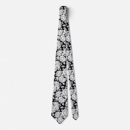 Modern Blommigt Ro Black and White Neck Tie Slips