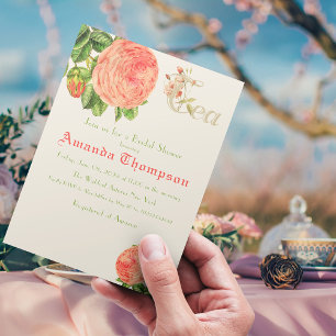 Modern Blommigt Ro Tea Party Brunch Möhippa Inbjudningar