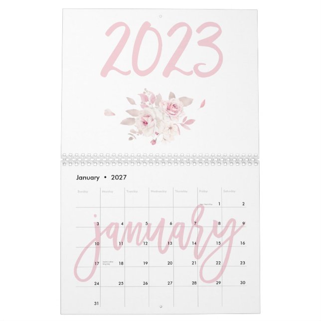 Modern Blommigt Rosa Calendar 2023 Kalender (Jan 2027)