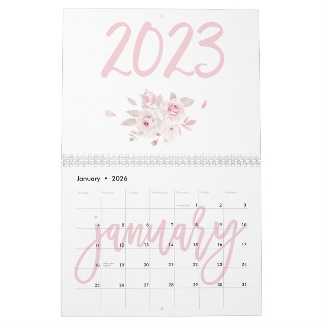 Modern Blommigt Rosa Calendar 2023 Kalender (Jan 2026)