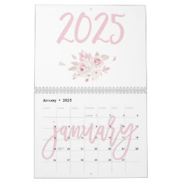 Modern Blommigt Rosa Calendar 2025 Kalender