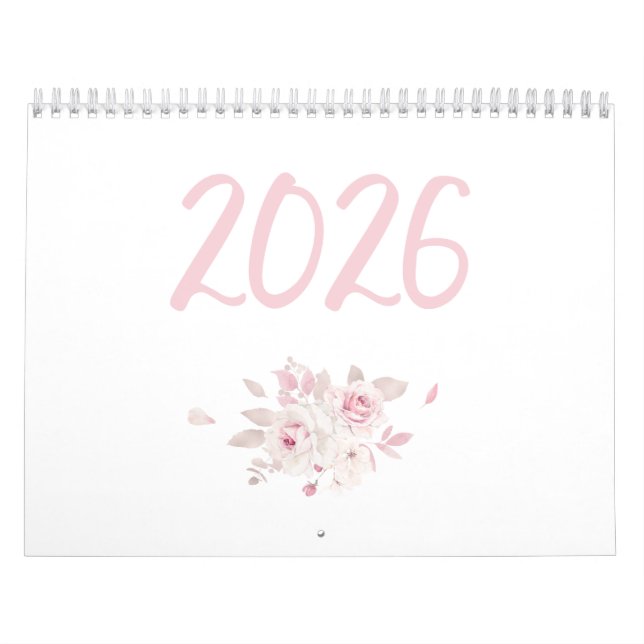 Modern Blommigt Rosa Calendar 2026 Kalender (Omslag)