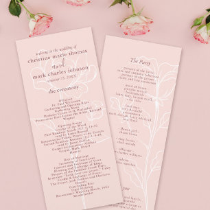 Modern Blommigt Rosa Elegant bröllop Program