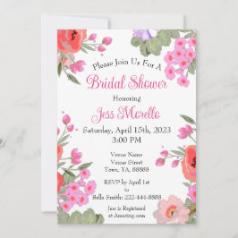 Modern Blommigt Rosa Garden Flowers Möhippa Inbjudningar