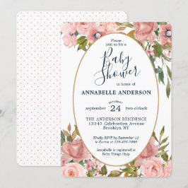 Modern Blommigt Rosa  Guld Garden Baby Shower Inbjudningar