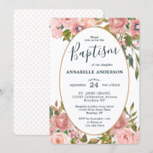 Modern Blommigt Rosa  Guld Garden Baptism