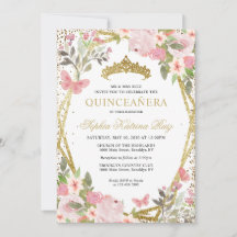 Modern Blommigt  Rosa Guld Tiara Quinceañera