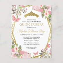 Modern Blommigt  Rosa Guld Tiara Quinceañera
