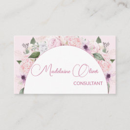 Modern Blommigt Rosa Vit Elegant Feminin QR-kod Visitkort