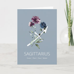 Modern Blommigt Sagittarius Traits Birthday Card Kort