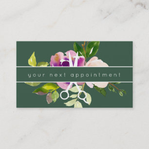 Modern Blommigt Salon Sissors Logotyp Möte Visitkort