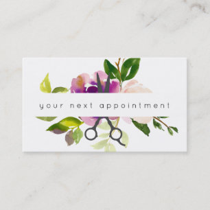 Modern Blommigt Salon Sissors Logotyp Möte Visitkort