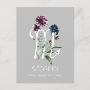 Modern Blommigt Scorpio Zodiac Symbol Vykort