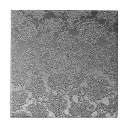 Modern Blommigt Silver Light Grått Mönster Kakelplatta