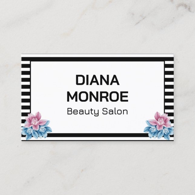 Modern Blommigt Skrämt salon elegant Visitkort (Framsida)