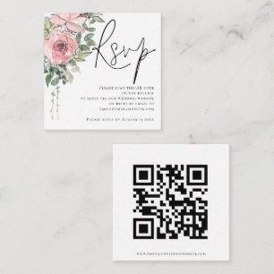 Modern Blommigt Skript QR-kodBröllop OSA Tilläggskort