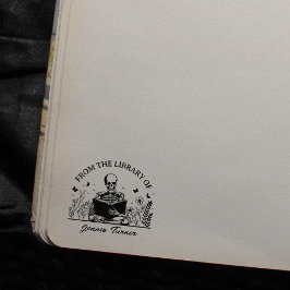 Modern Blommigt Skull-bokbord från Bibliotek Stämpel