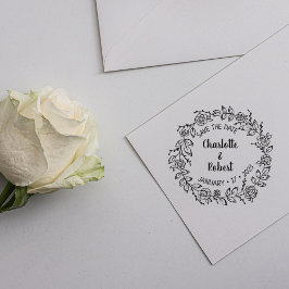 Modern Blommigt Spara datum Bröllop Stämpel