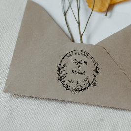 Modern Blommigt Spara datum Bröllop Stämpel