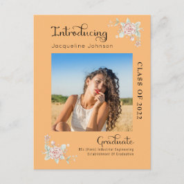 Modern Blommigt Studenten 2022 Fotomeddelande Vykort