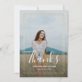 Modern Blommigt Studenten-fotokort för Tack Meddelande