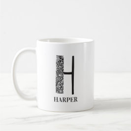 Modern Blommigt - svartvitt - inledande Kaffemugg