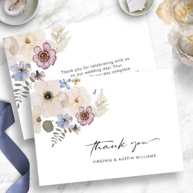 Modern Blommigt Tack Kort (Modern Boho Watercolor Floral Thank You Card by Painted Paperie
)