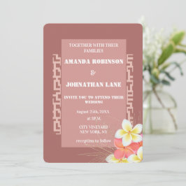 Modern Blommigt Terracotta Bröllop Inbjudningar