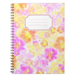 Modern Blommigt Tie Dye Mönster Namn Sticker Anteckningsbok