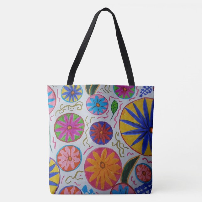 Modern Blommigt Tote Bag Tygkasse (Framsida)