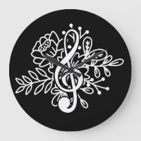 Modern Blommigt Treble Clef Black Music Älskare
