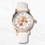 Modern Blommigt Trendig Snyggt Chic för  i modern  Armbandsur<br><div class="desc">Den moderna Blommigten Trendig Snyggt Orange Chic Womans Watches har en trendig med modern grönt för orange,  rosa,  vitt och blommigt vattenfärg. Skapat av Evco Studio www.zazzle.com/store/evcostudio</div>