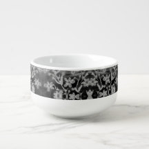 Modern Blommigt tryckt i svartvitt