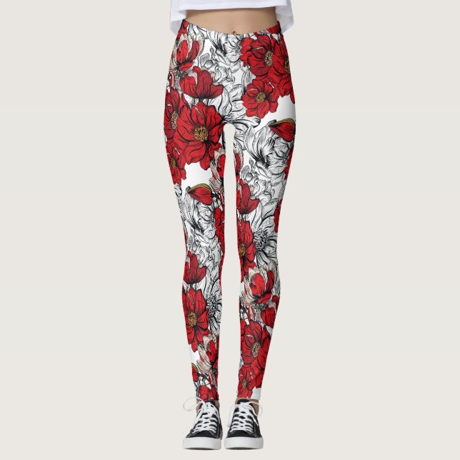 Modern Blommigt.Vår blommor. Leggings (Framsida)