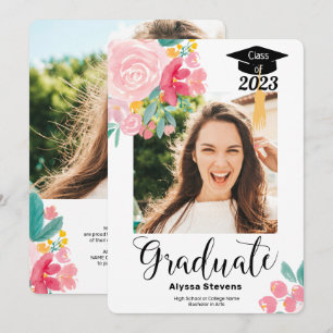 Modern blommigt vattenfärg 2 foton studenten meddelande