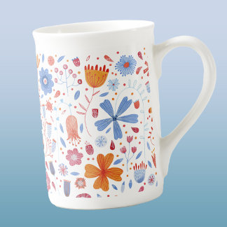 Modern Blommigt vattenfärg Benporslin Mugg