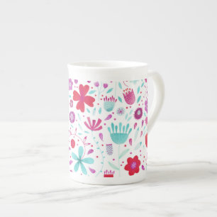 Modern Blommigt vattenfärg Benporslin Mugg