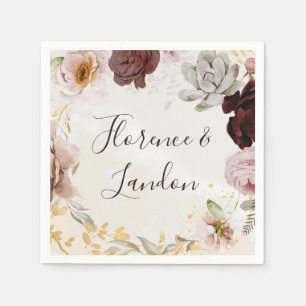Modern Blommigt Vattenfärg Bröllop Napkins Pappersservett